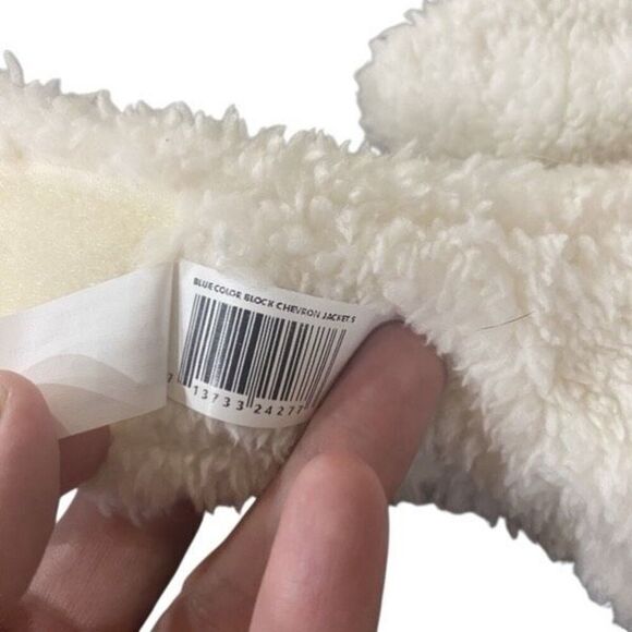 Small Rainbow Chevron Dog Sweater – Color Block Knit with Blue Collar - Picture 4 of 5